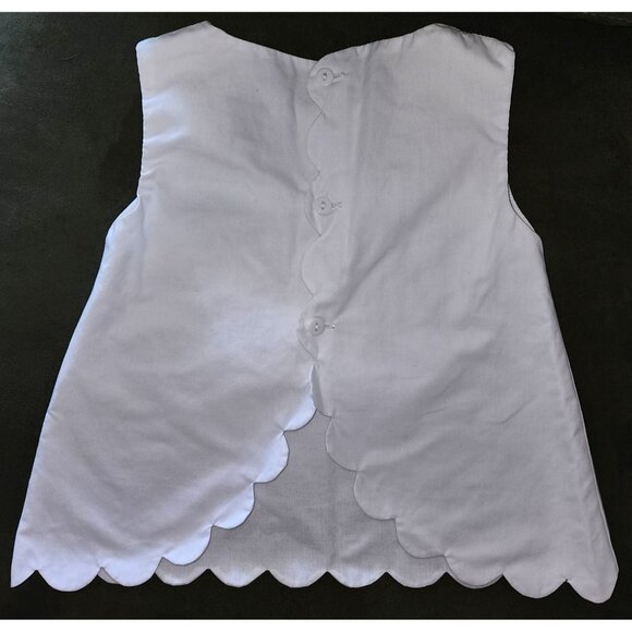 Baby Girl's  Annie & James White Embroidered Tank Top "MEW" or "MWE" Button Back - Picture 2 of 5